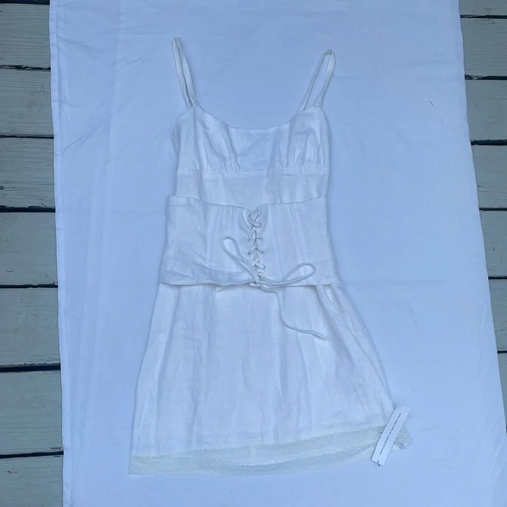 NWT Reformation Ainsley White Lace-Up Chemise - Picture 4 of 6